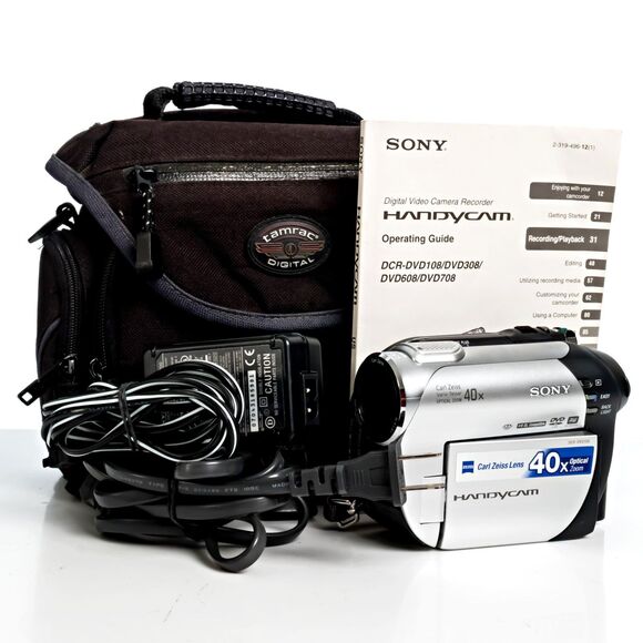 Sony Handycam DCR-DVD108 Camcorder w/ Charging Cable & Carry Case *TESTED*